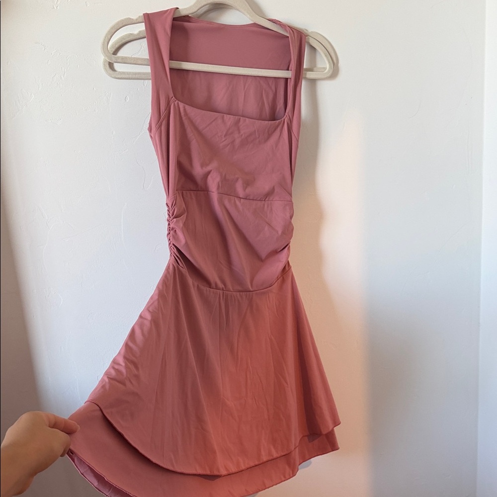 Sleeveless Pink Ruched A-Line Dress